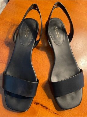 Aldo Black Minimalist Slingback Sandals
